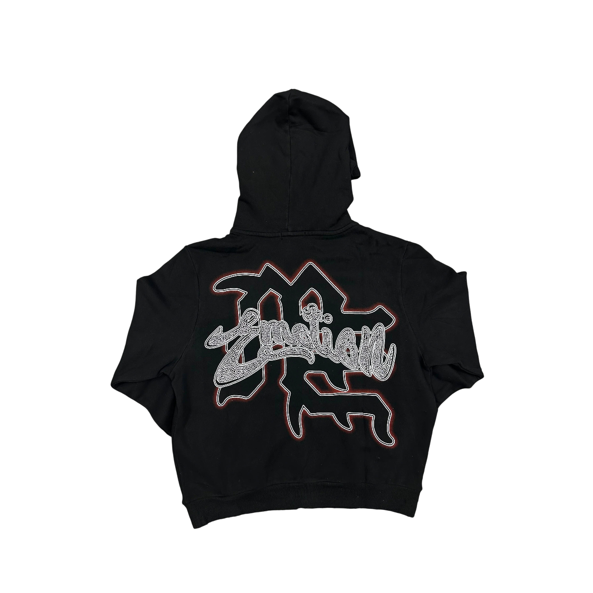 Hoodie Mixed Emotions Zip Black Rhinestones
