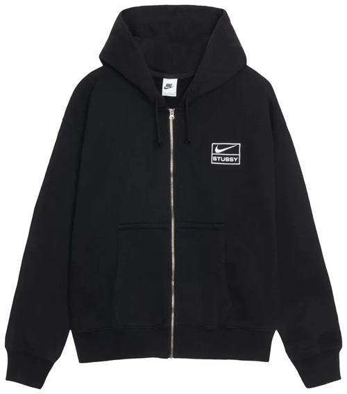 Stussy x Nike Stone Washed Fleece Zip Hoodie 'Black'