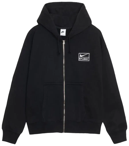 Stussy x Nike Stone Washed Fleece Zip Hoodie 'Black'