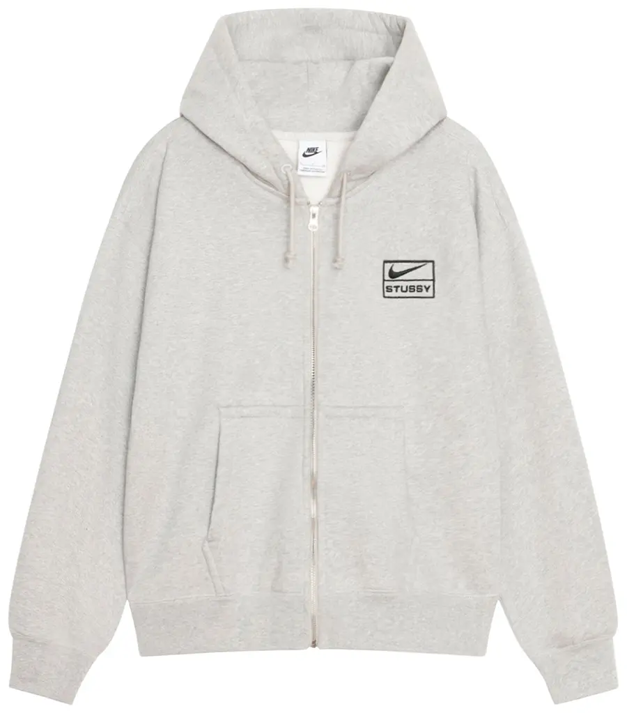 Poleron Stussy x Nike Fleece Zip Hoodie 'Grey Heather'