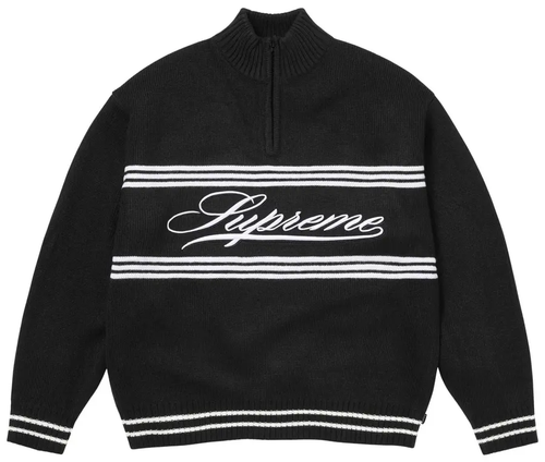 Sweater Script Stripe Half Zip