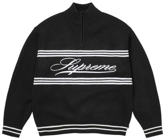Sweater Script Stripe Half Zip
