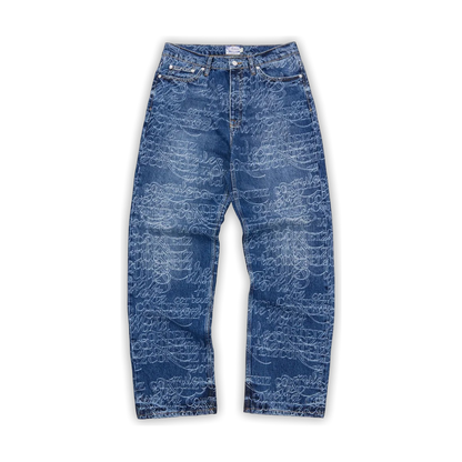 Jeans Corteiz Baggy Handwritten (Midwash Indigo)