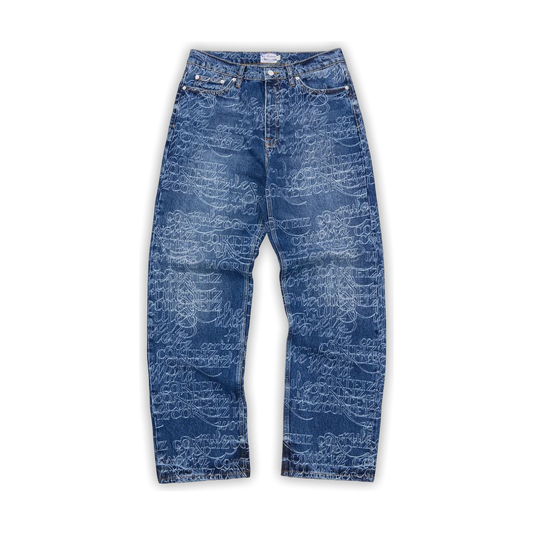 Jeans Corteiz Baggy Handwritten (Midwash Indigo)