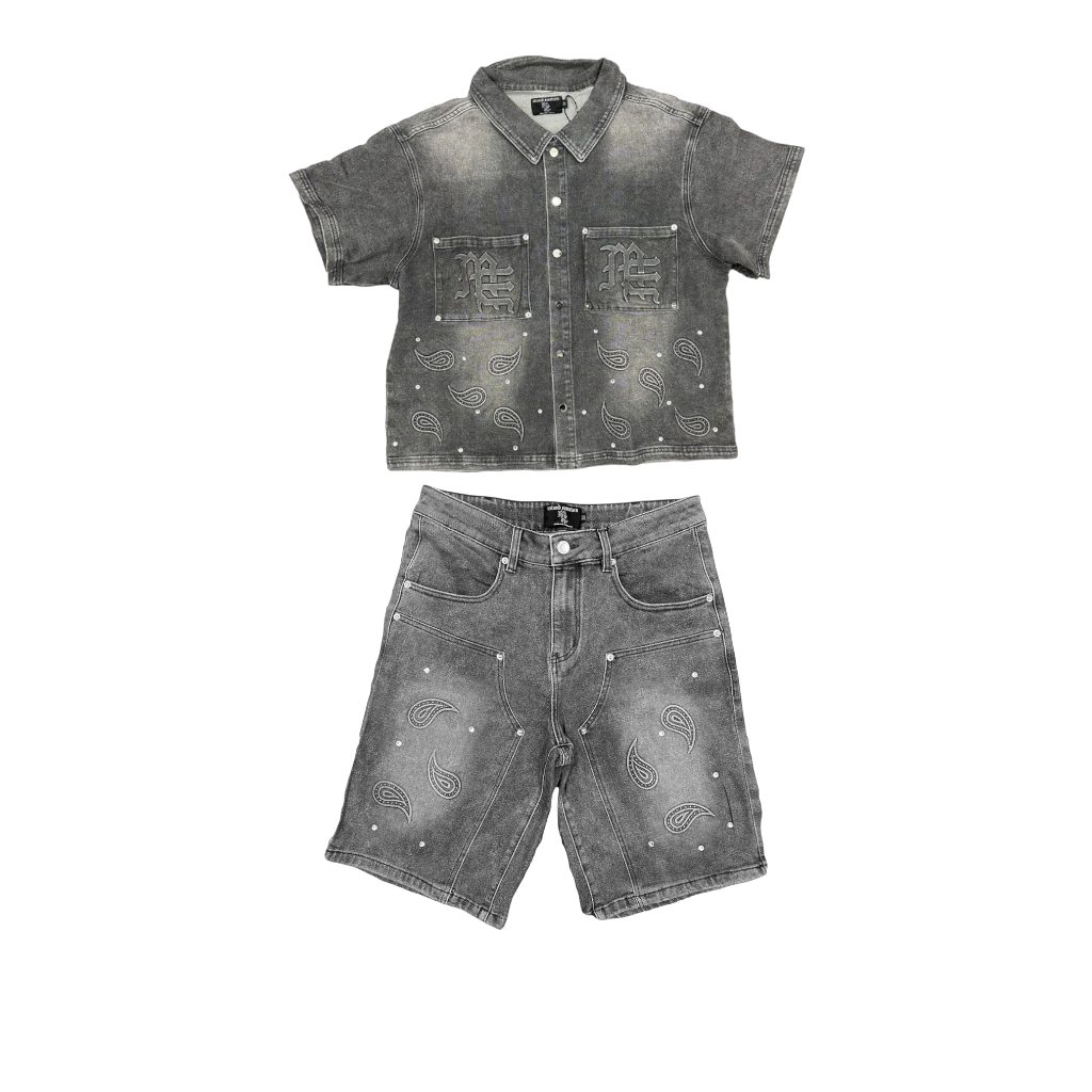 Conjunto Camisa/Short Mixed Emotions gris