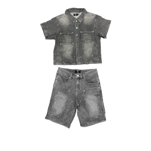 Conjunto Camisa/Short Mixed Emotions gris