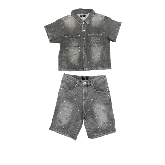 Conjunto Camisa/Short Mixed Emotions gris
