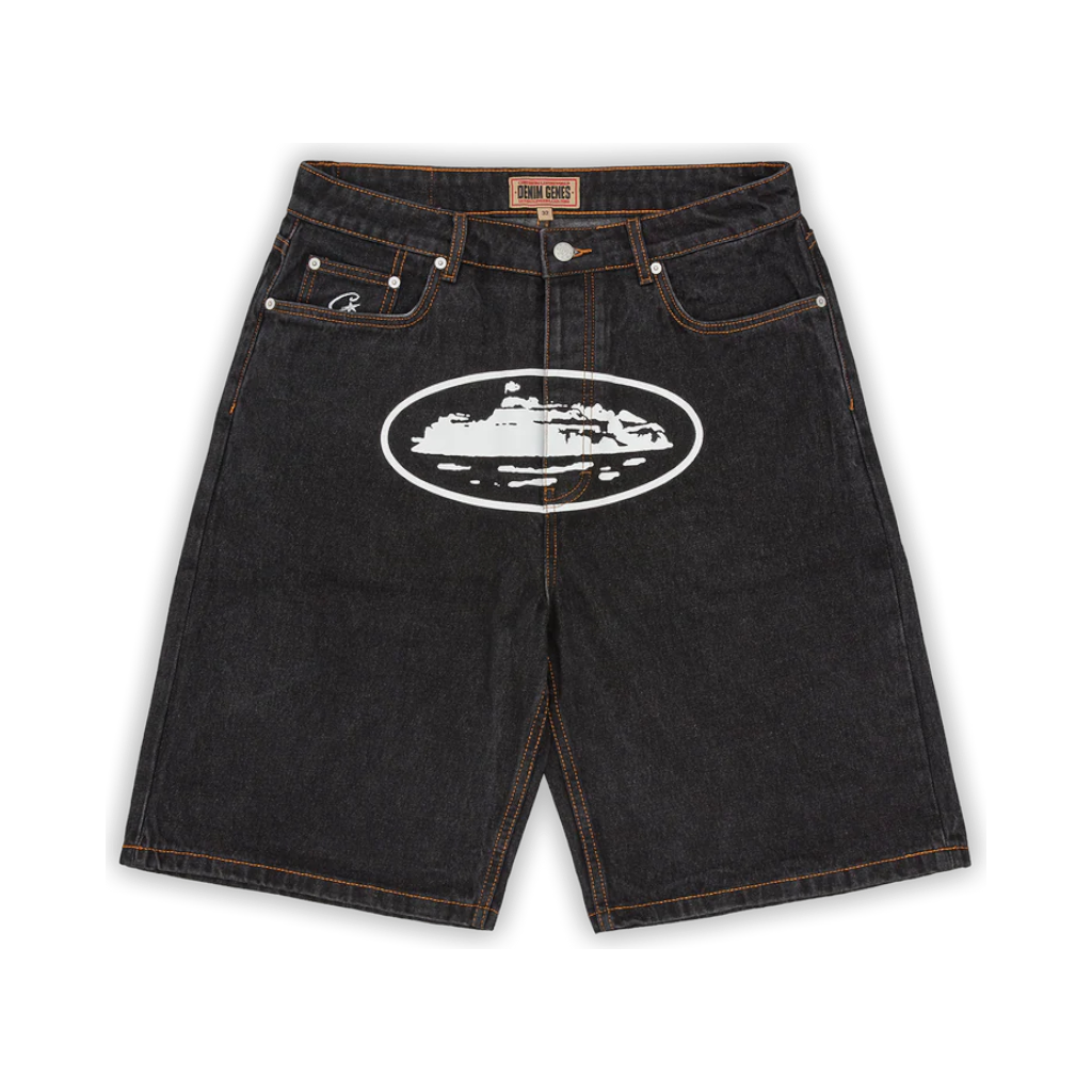 Island Baggy Denim Short Washed Black