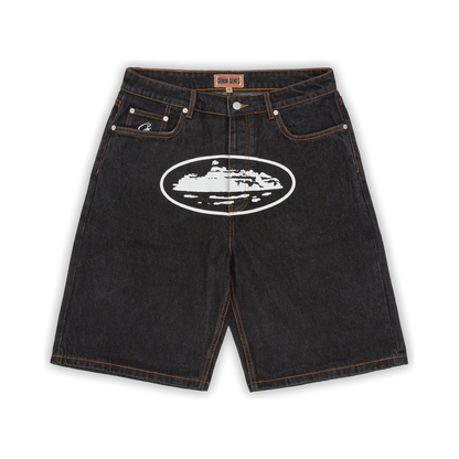 Island Baggy Denim Short Washed Black
