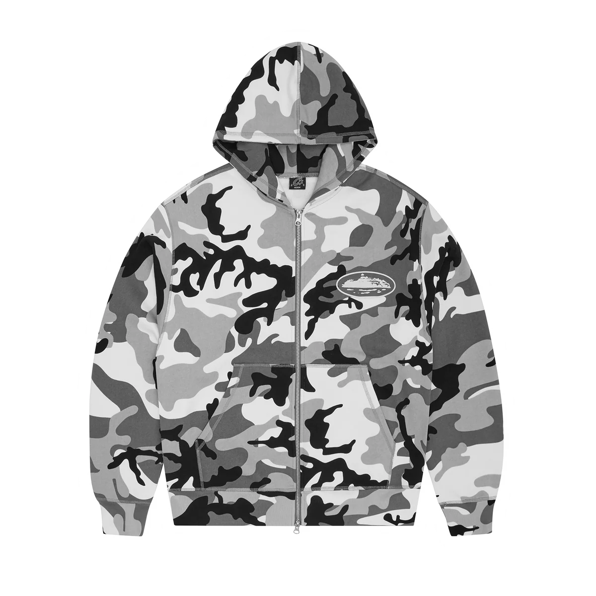 Hoodie Corteiz Island Puff Print Zip (Artic Camo)
