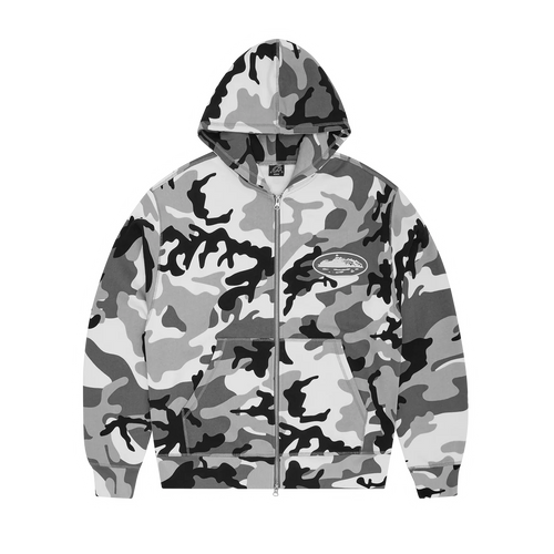 Hoodie Corteiz Island Puff Print Zip (Artic Camo)