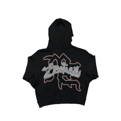 Hoodie Mixed Emotions Zip Black Rhinestones