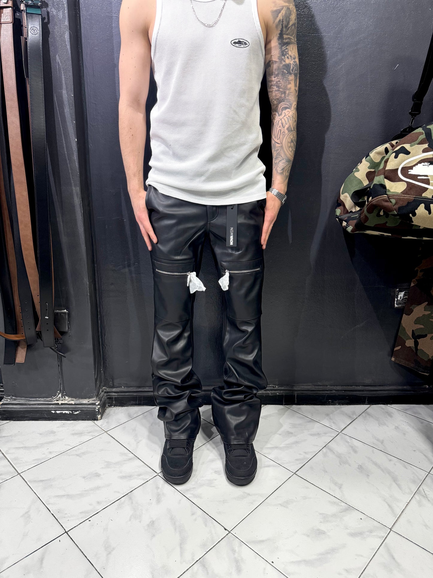 Flared Leather Pants