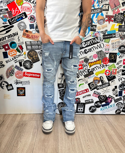 Skinny Flared Jeans Trough (Blue)