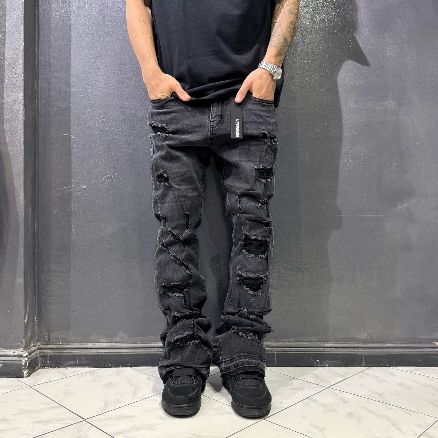 Jeans Skinny Flared Trough (Black)