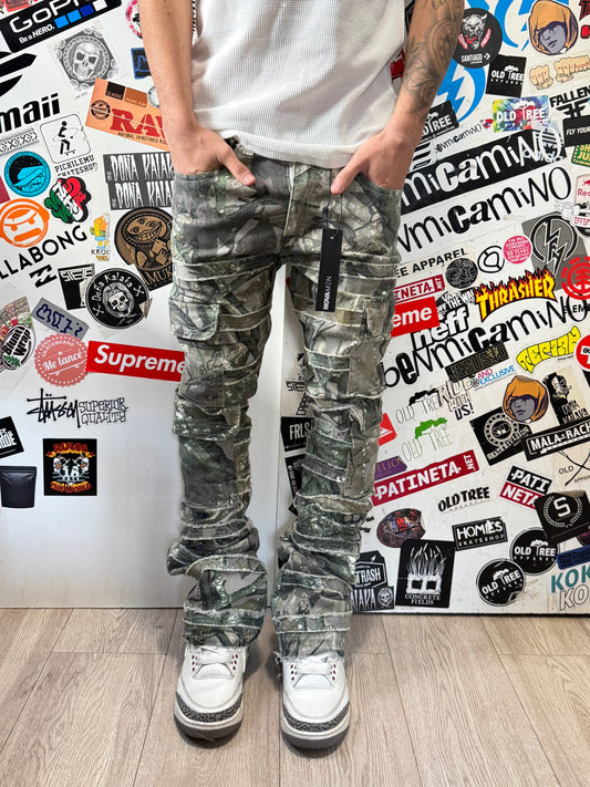 Frayed Camo Skinny Flare